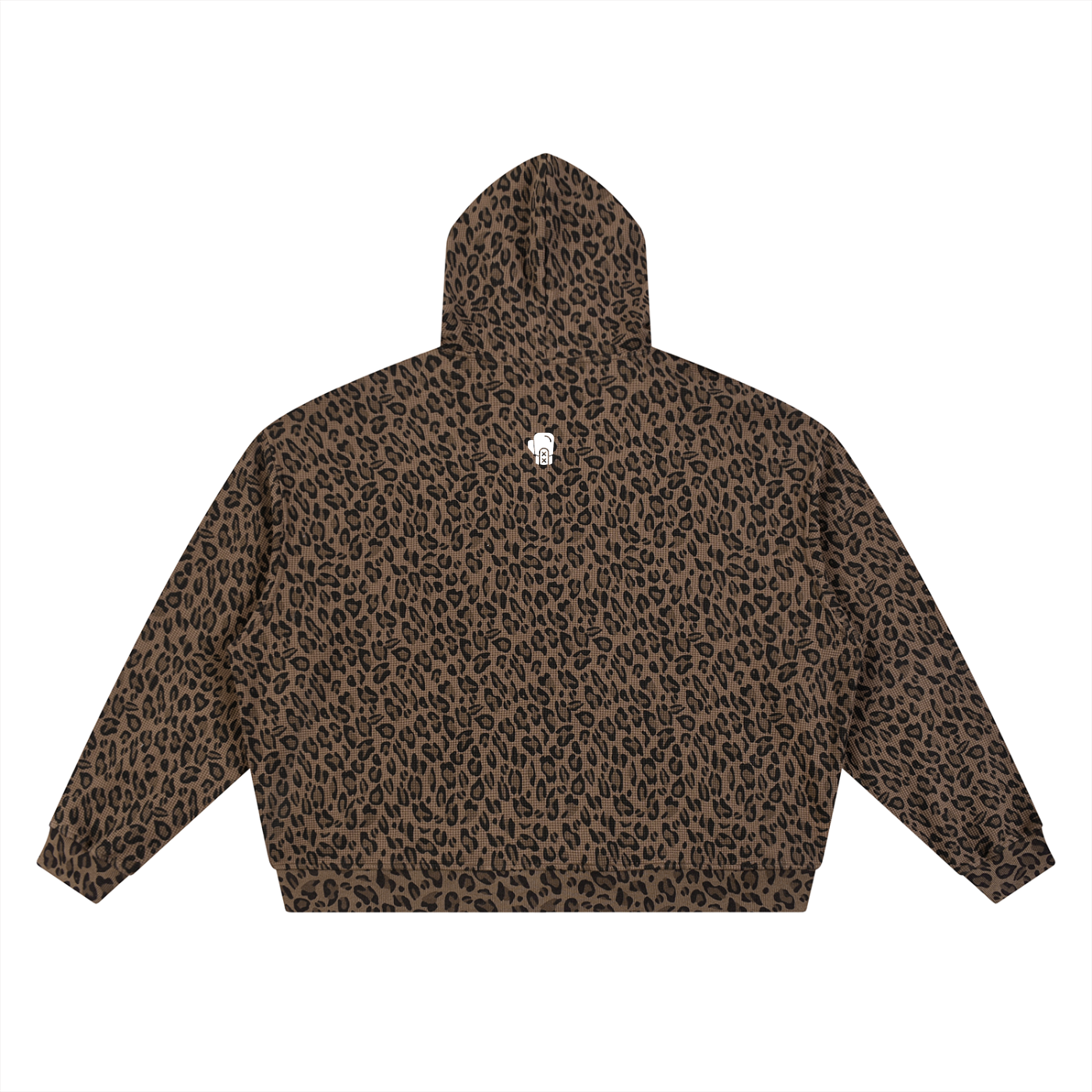 Unisex Leopard Print Waffle Full Zip Hoodie