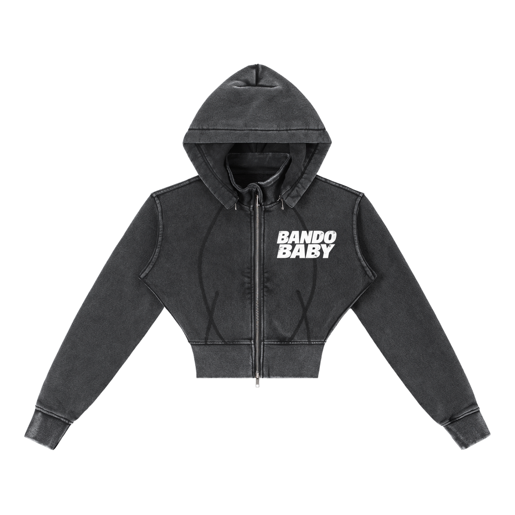 Vintage Washed Cropped Fleece Hoodie