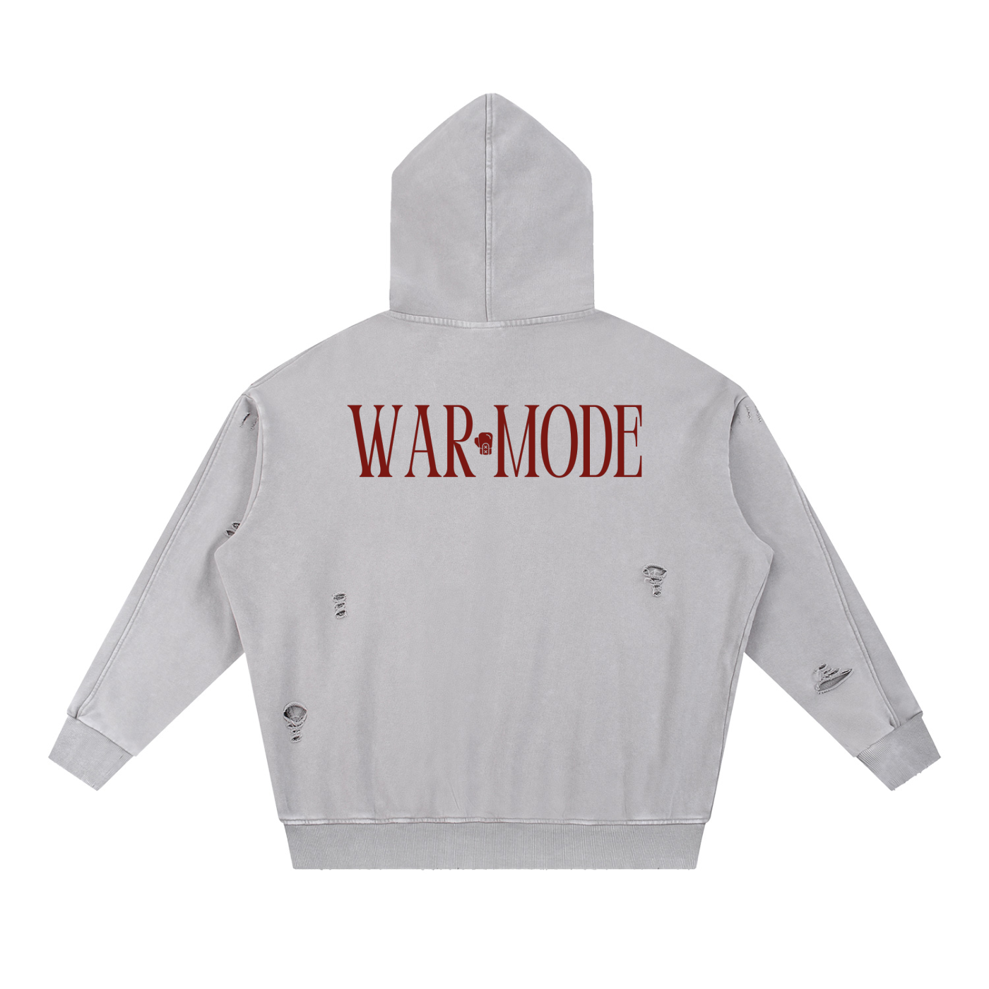 Snow Washed Distressed Panel Pocket Hoodie