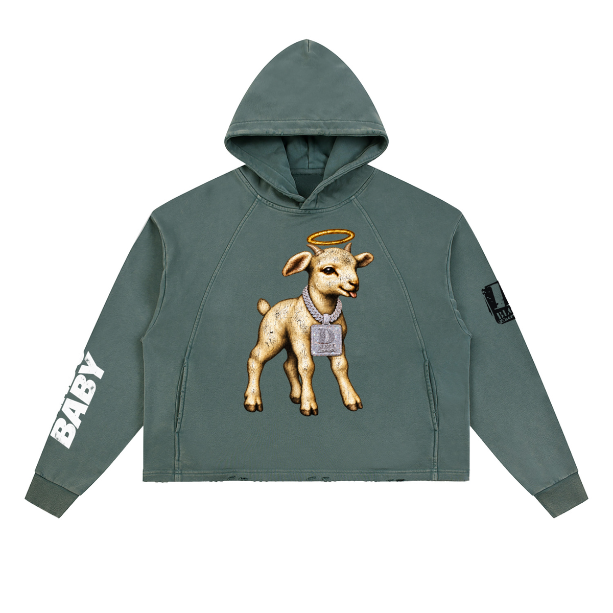 Vintage Washed Frayed-Hem Hoodie