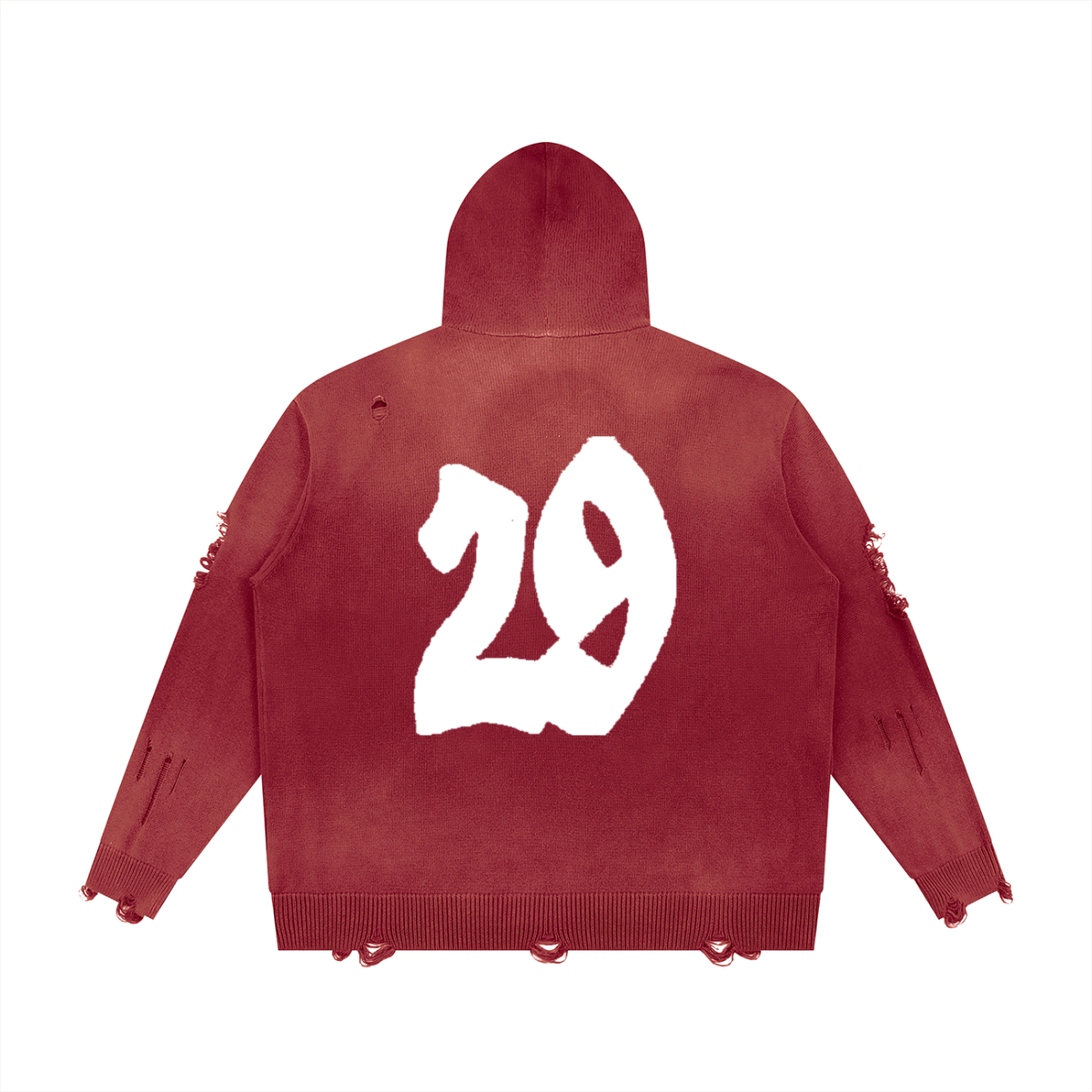 Unisex Distressed Full Zip Sweater