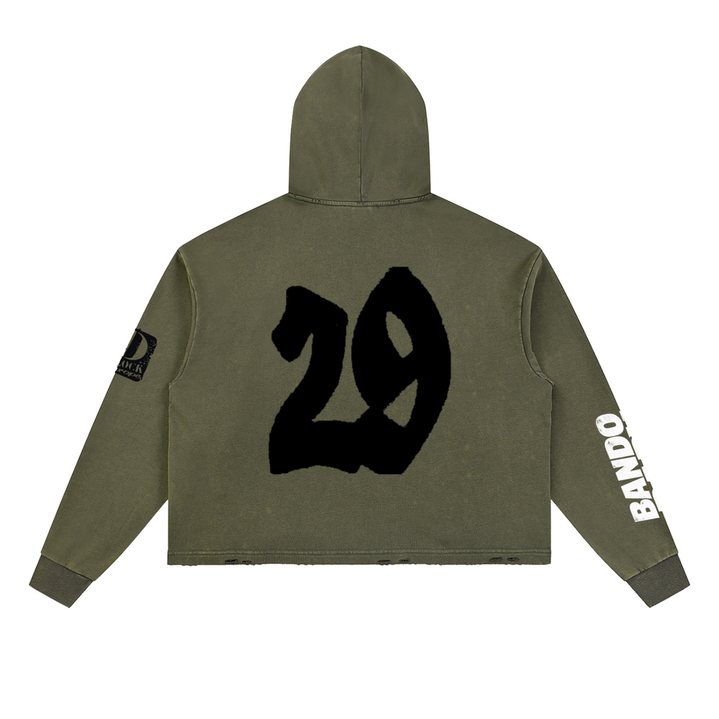 Vintage Washed Frayed-Hem Hoodie