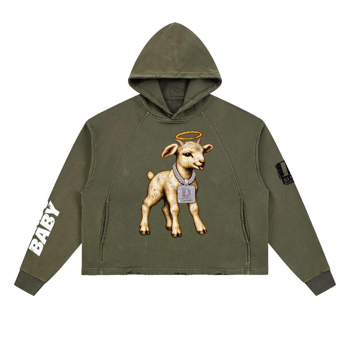 Vintage Washed Frayed-Hem Hoodie