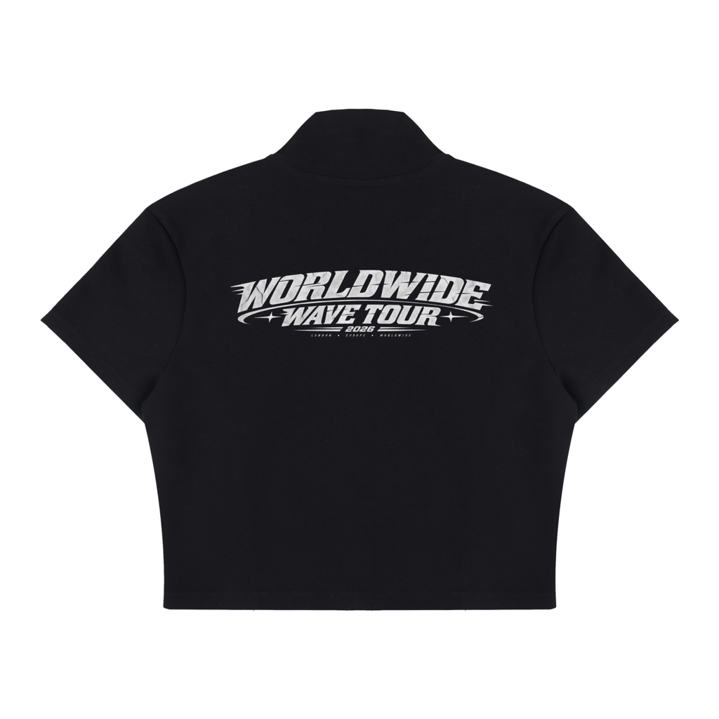 Women's Cropped Full Zip Short Sleeve T-Shirt