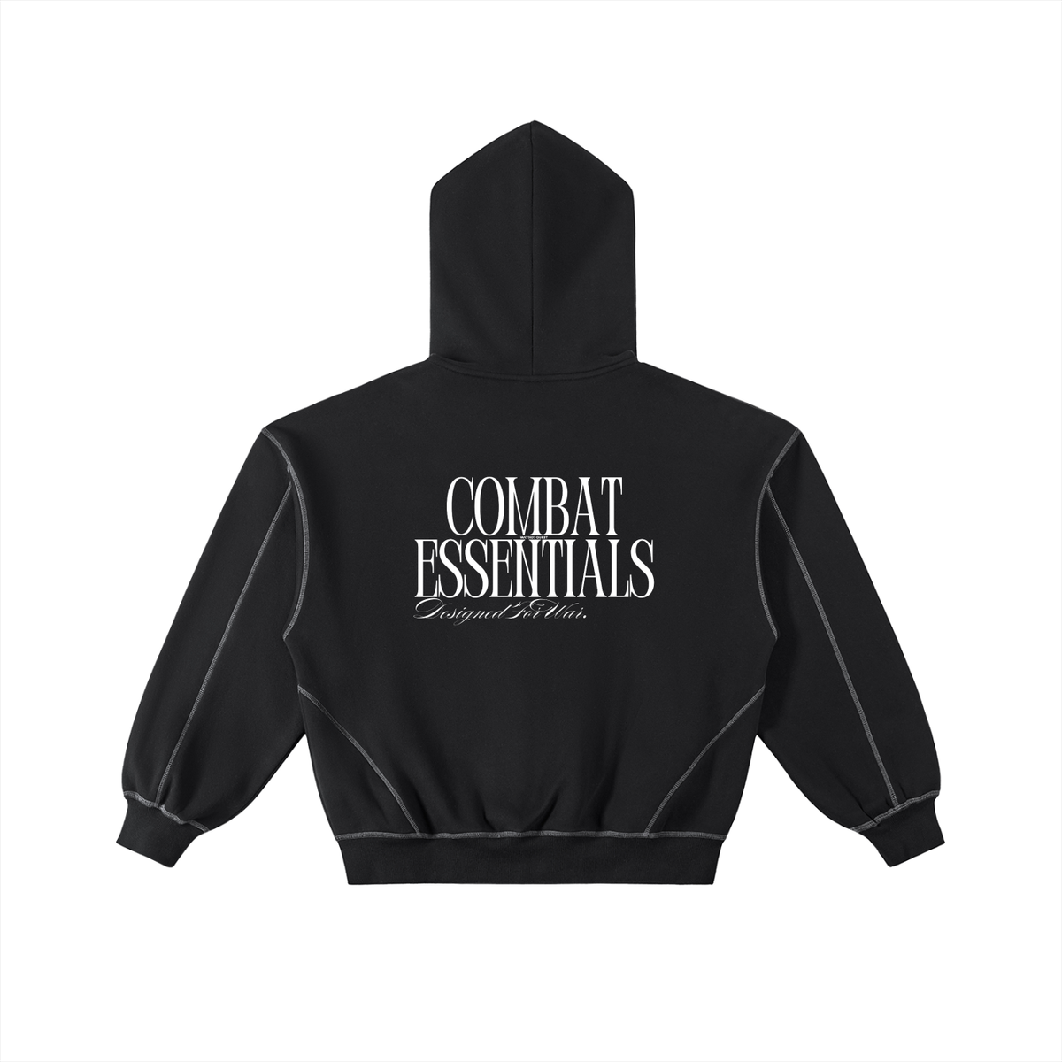 Contrast-Stitched Boxy Fleece Zip Hoodie