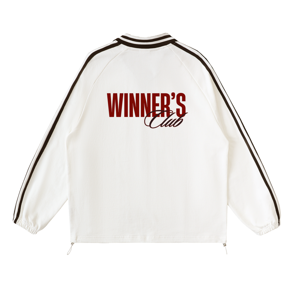 Contrast Striped Lapel Collar Sweatshirt – Unisex Cotton Raglan Sweatshirt