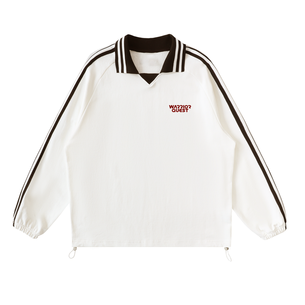 Contrast Striped Lapel Collar Sweatshirt – Unisex Cotton Raglan Sweatshirt