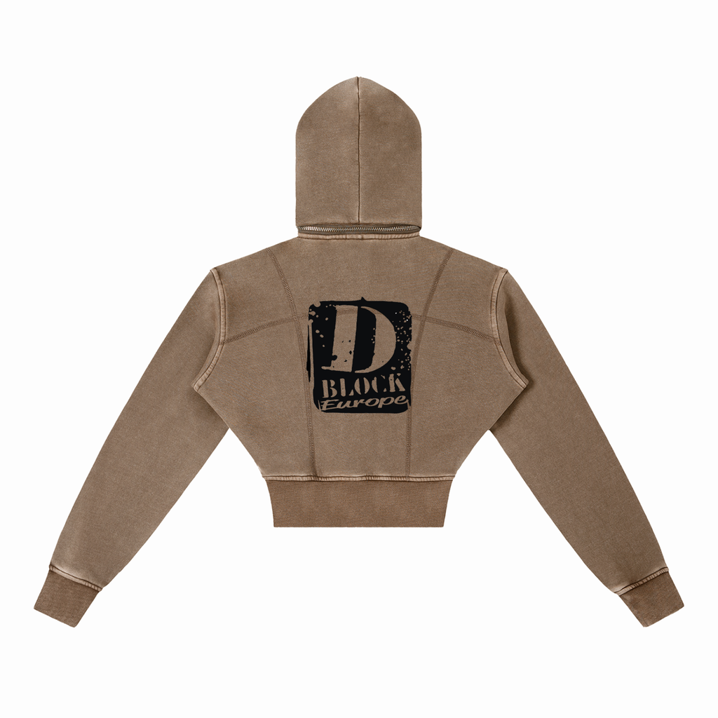 Vintage Washed Cropped Fleece Hoodie