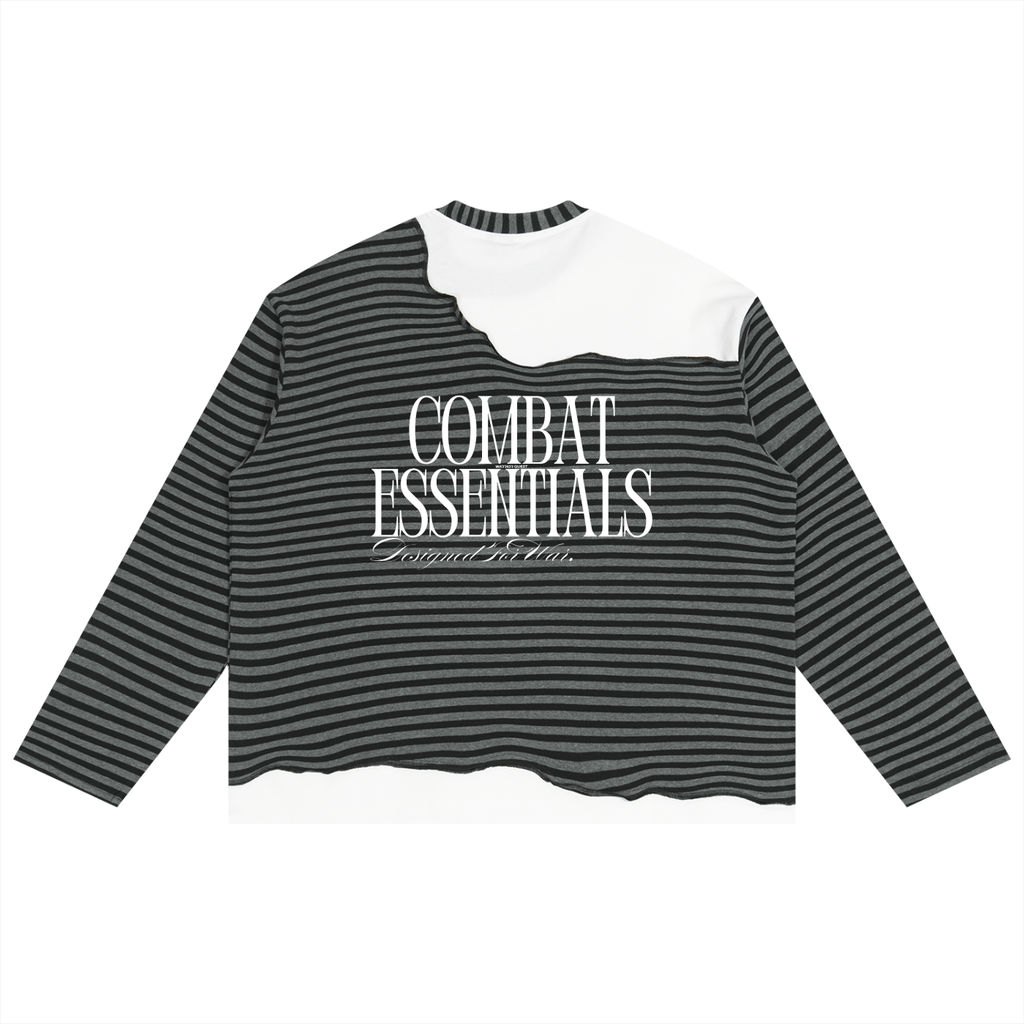Unisex Striped Panel Boxy Long Sleeve T-Shirt