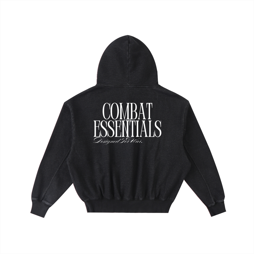 Frayed Enzyme Washed Fleece Hoodie