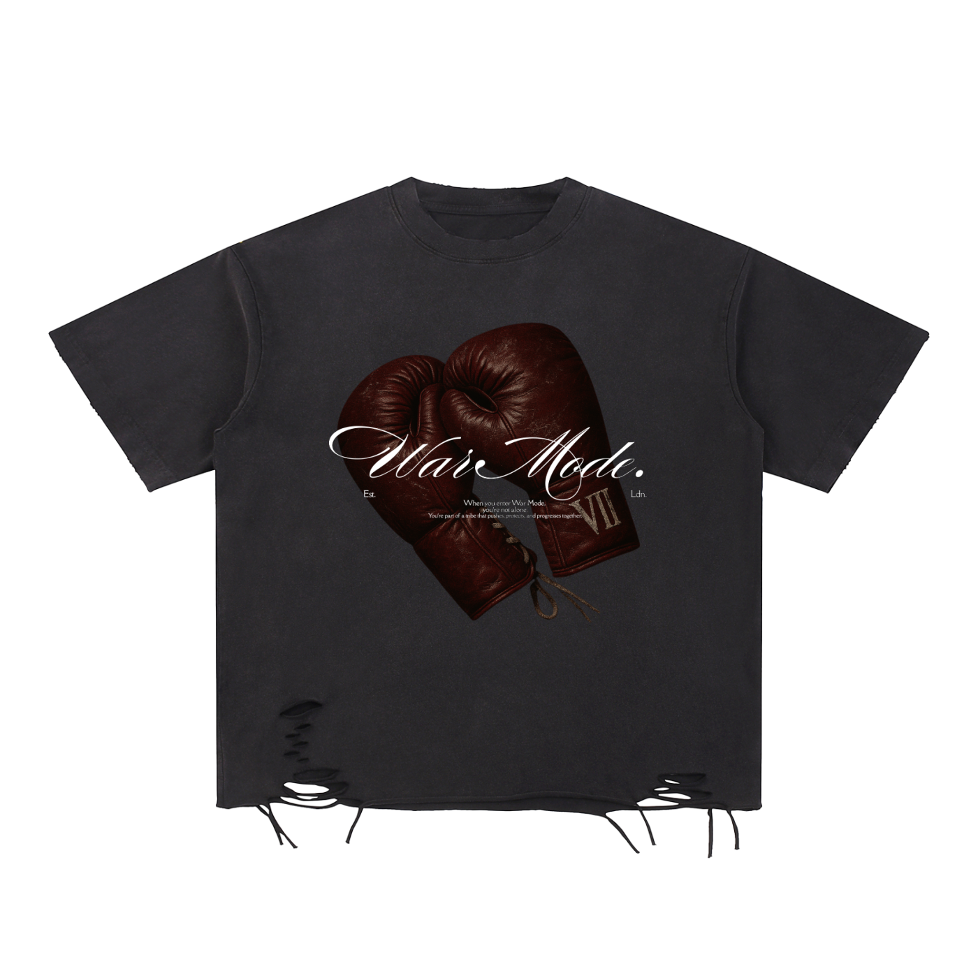 Unisex Loose-Fit Cotton T-Shirt – Snow Wash Ripped Streetwear Style