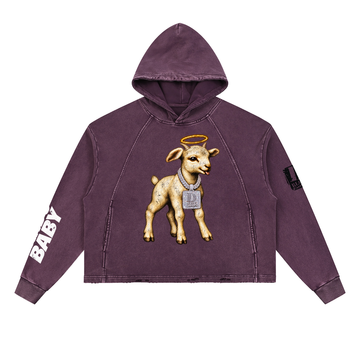 Vintage Washed Frayed-Hem Hoodie