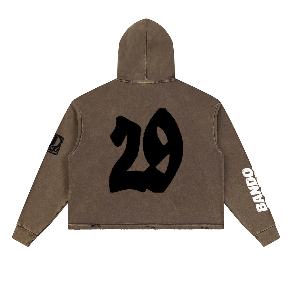 Vintage Washed Frayed-Hem Hoodie