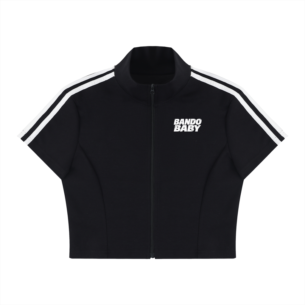 Women's Cropped Full Zip Short Sleeve T-Shirt