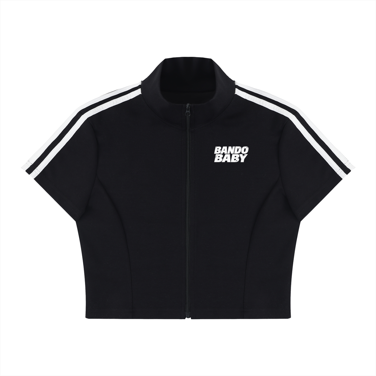 Women's Cropped Full Zip Short Sleeve T-Shirt