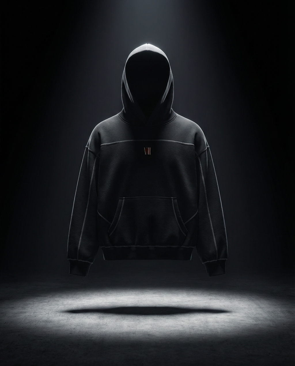 Contrast-Stitched Boxy Fleece Hoodie