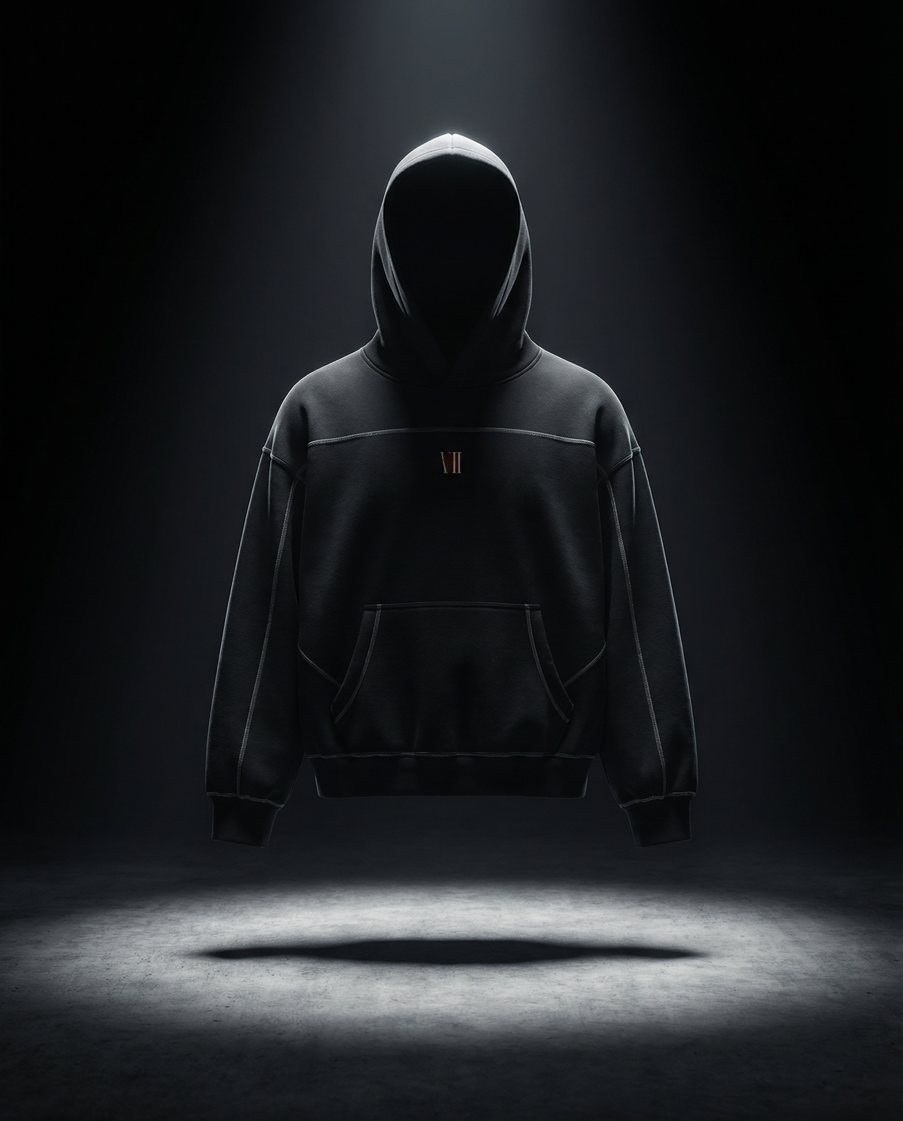 Contrast-Stitched Boxy Fleece Hoodie