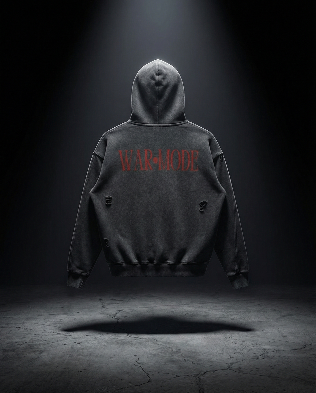 Snow Washed Distressed Panel Pocket Hoodie