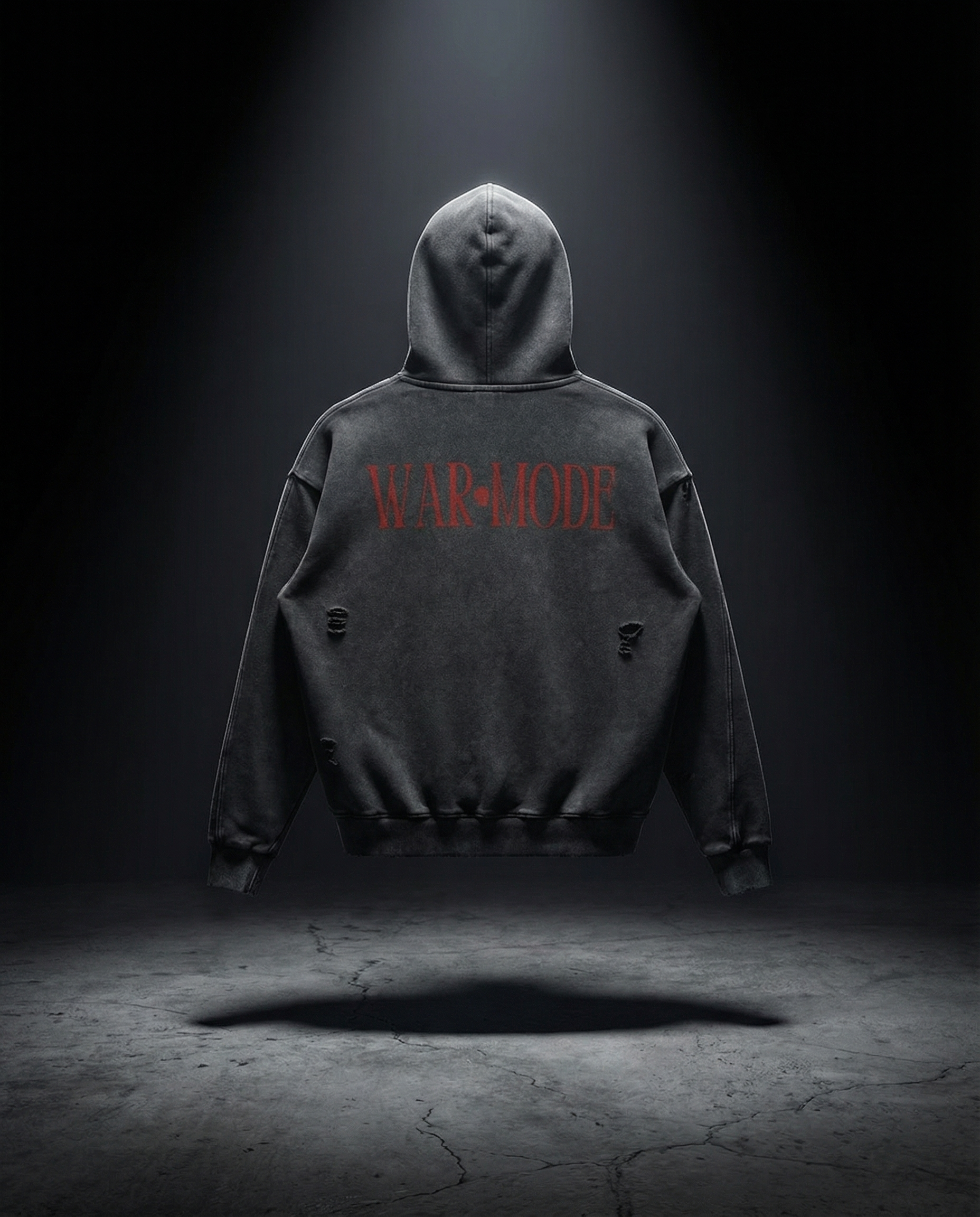 Snow Washed Distressed Panel Pocket Hoodie