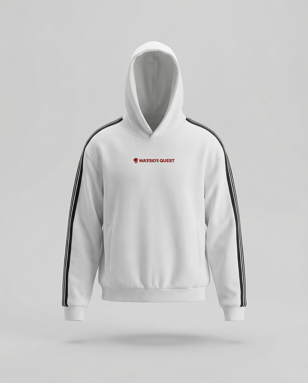 Side Stripe Drop White and Red Shoulder Hoodie