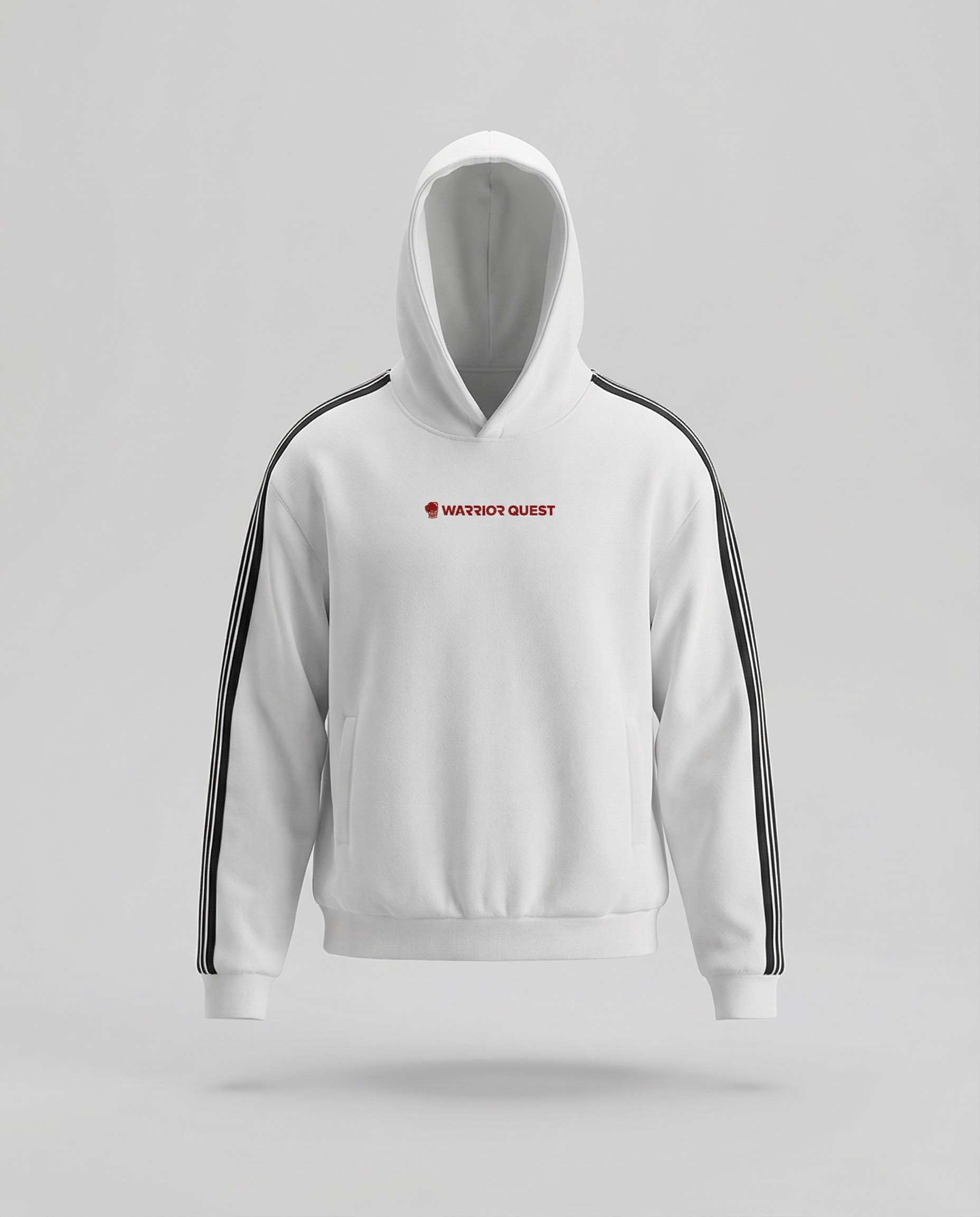 Side Stripe Drop White and Red Shoulder Hoodie