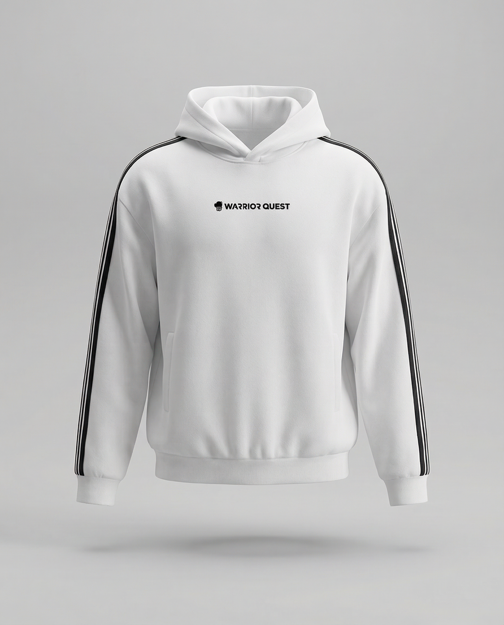 Side Stripe Drop White with Black Shoulder Hoodie