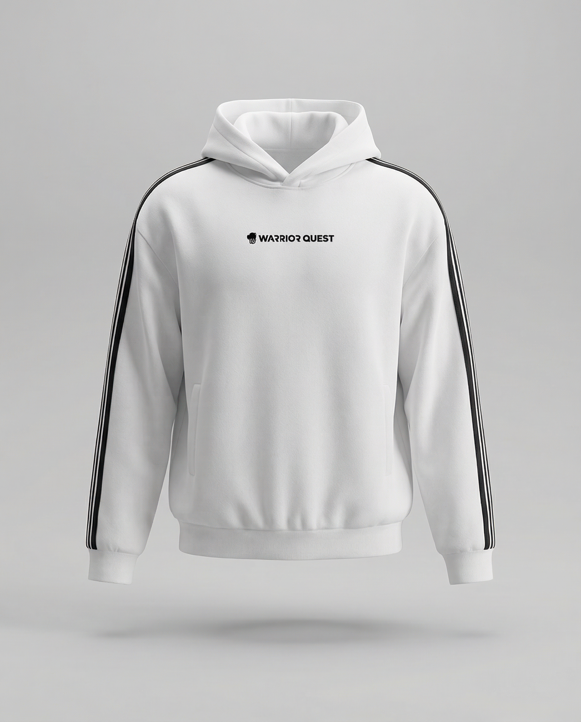 Side Stripe Drop White with Black Shoulder Hoodie