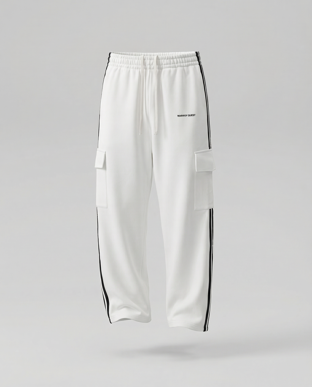 Side Stripe Straight White and Black Leg Pants