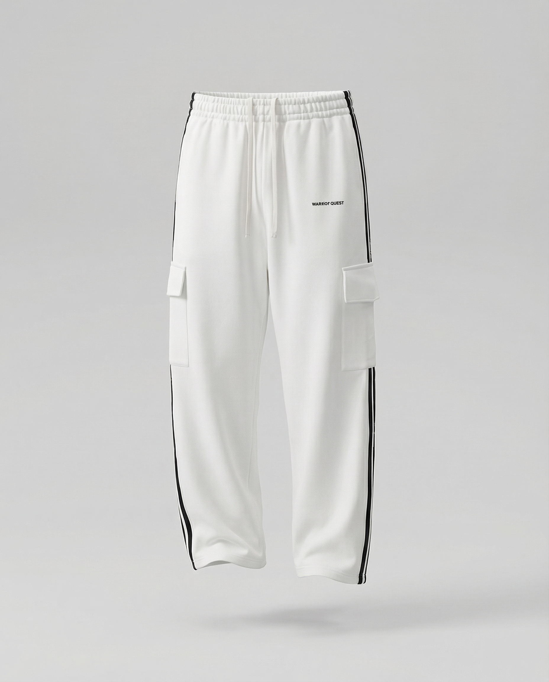 Side Stripe Straight White and Black Leg Pants