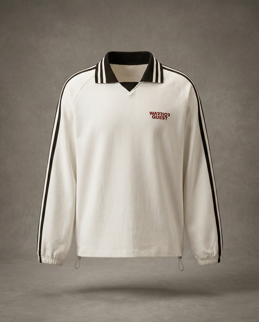 Contrast Striped Lapel Collar Sweatshirt – Unisex Cotton Raglan Sweatshirt