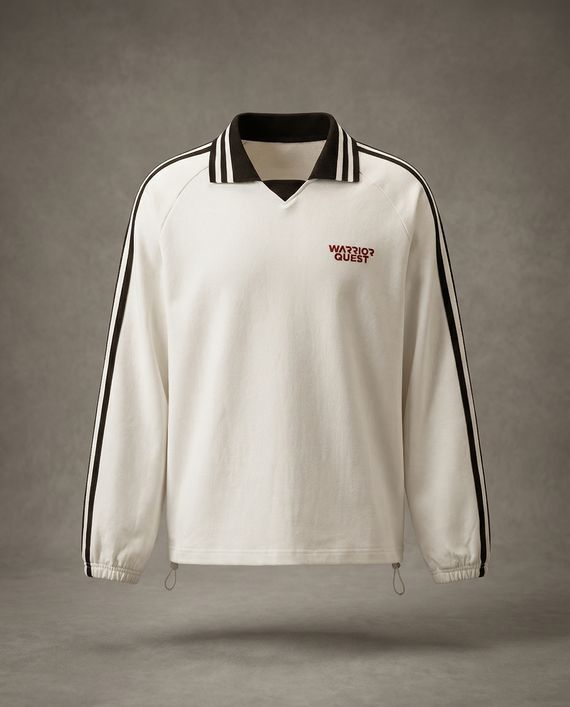 Contrast Striped Lapel Collar Sweatshirt – Unisex Cotton Raglan Sweatshirt