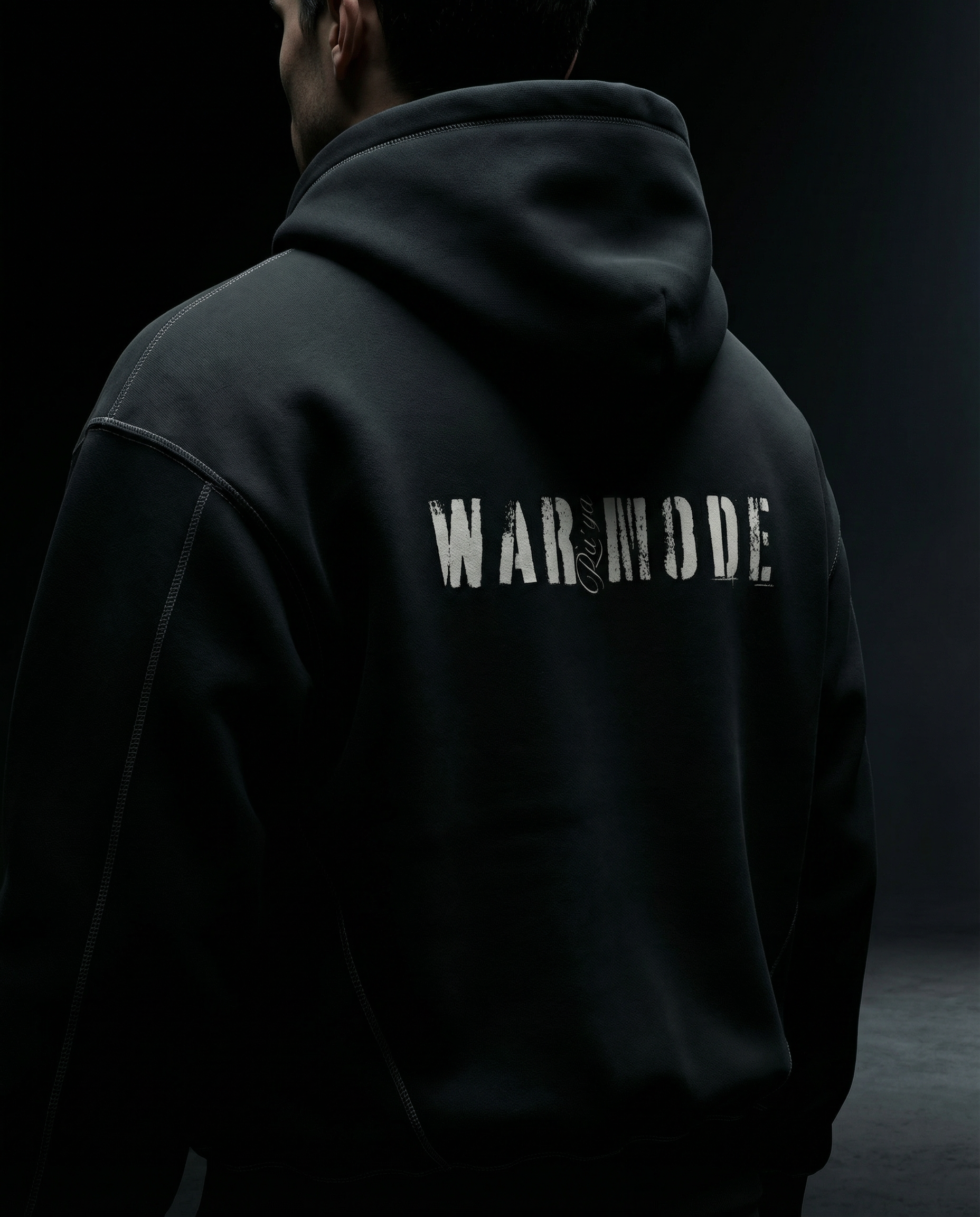 Contrast-Stitched Boxy Fleece Hoodie