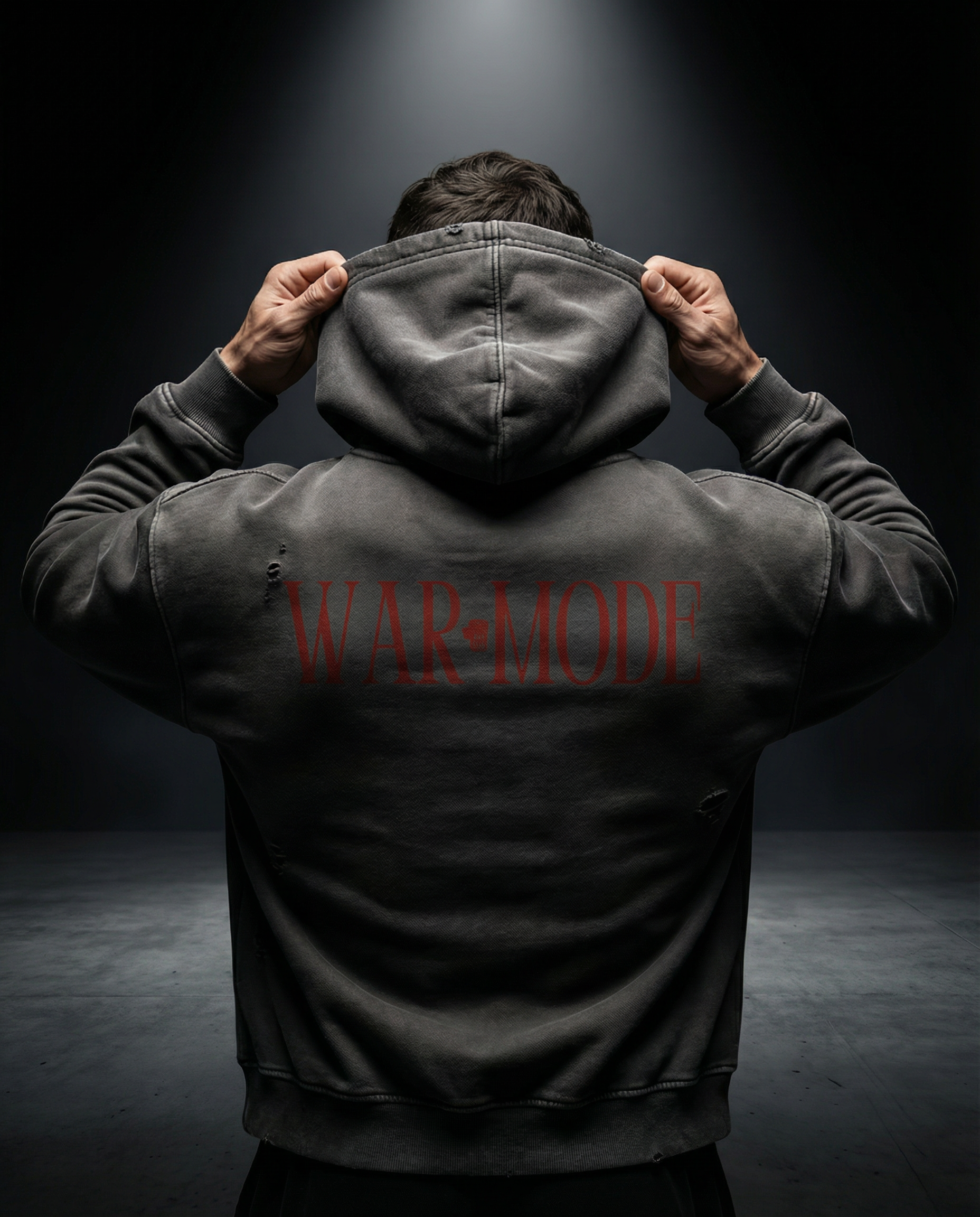 Snow Washed Distressed Panel Pocket Hoodie