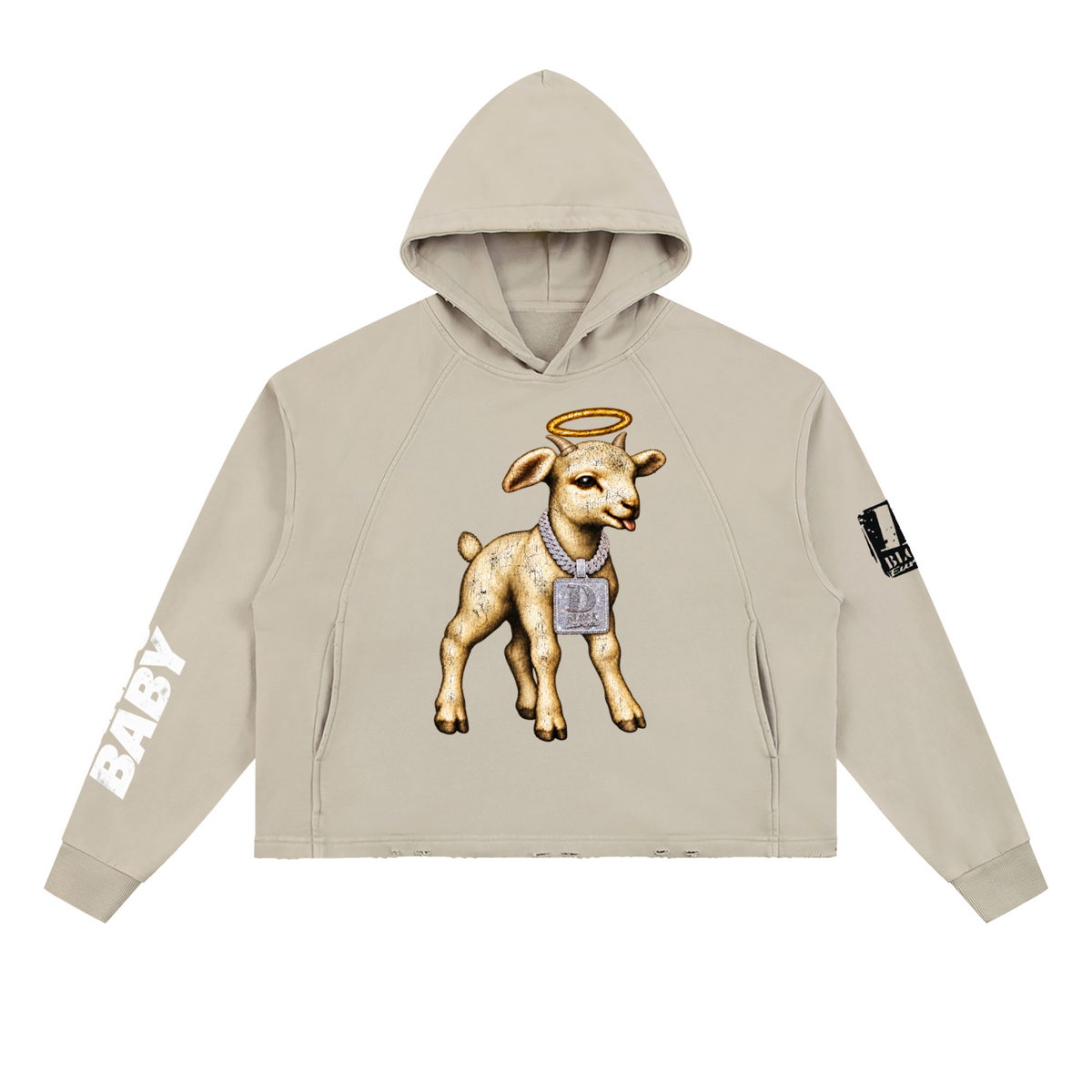 Vintage Washed Frayed-Hem Hoodie