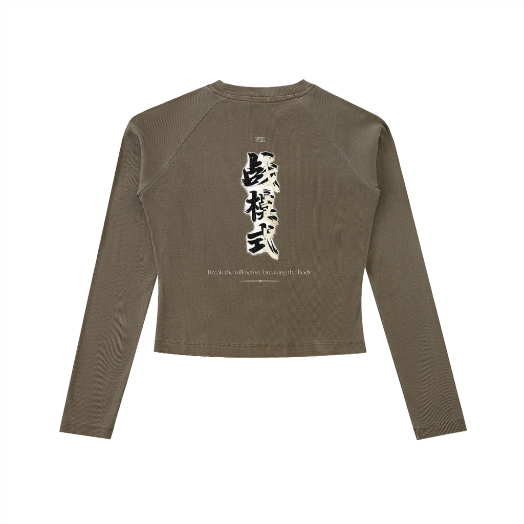 Dyed Washed Raglan Long Sleeve Slim T-Shirt