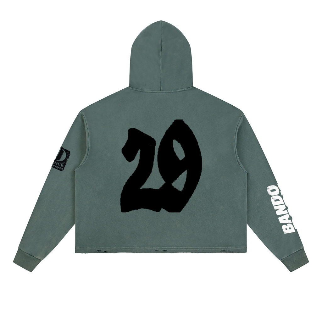 Vintage Washed Frayed-Hem Hoodie