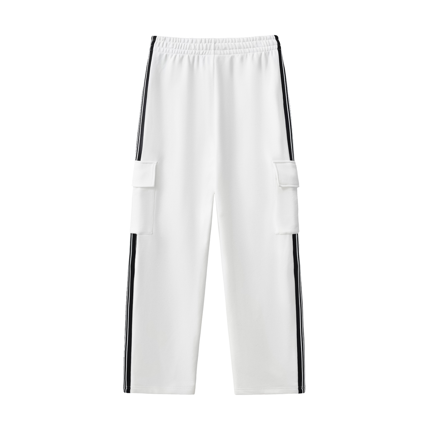 Side Stripe Straight White and Black Leg Pants