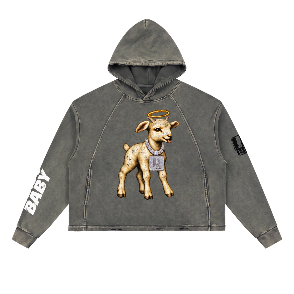 Vintage Washed Frayed-Hem Hoodie