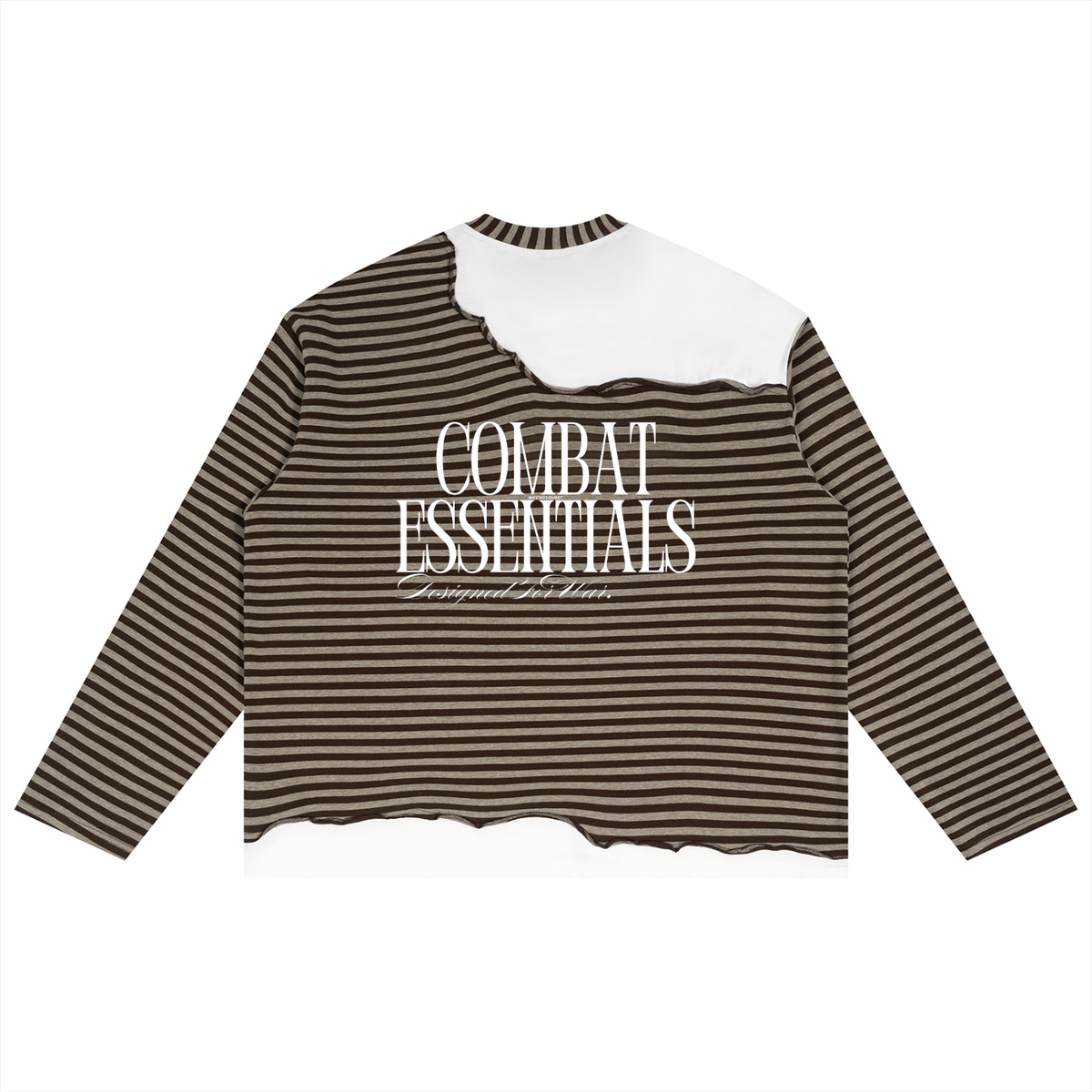 Unisex Striped Panel Boxy Long Sleeve T-Shirt