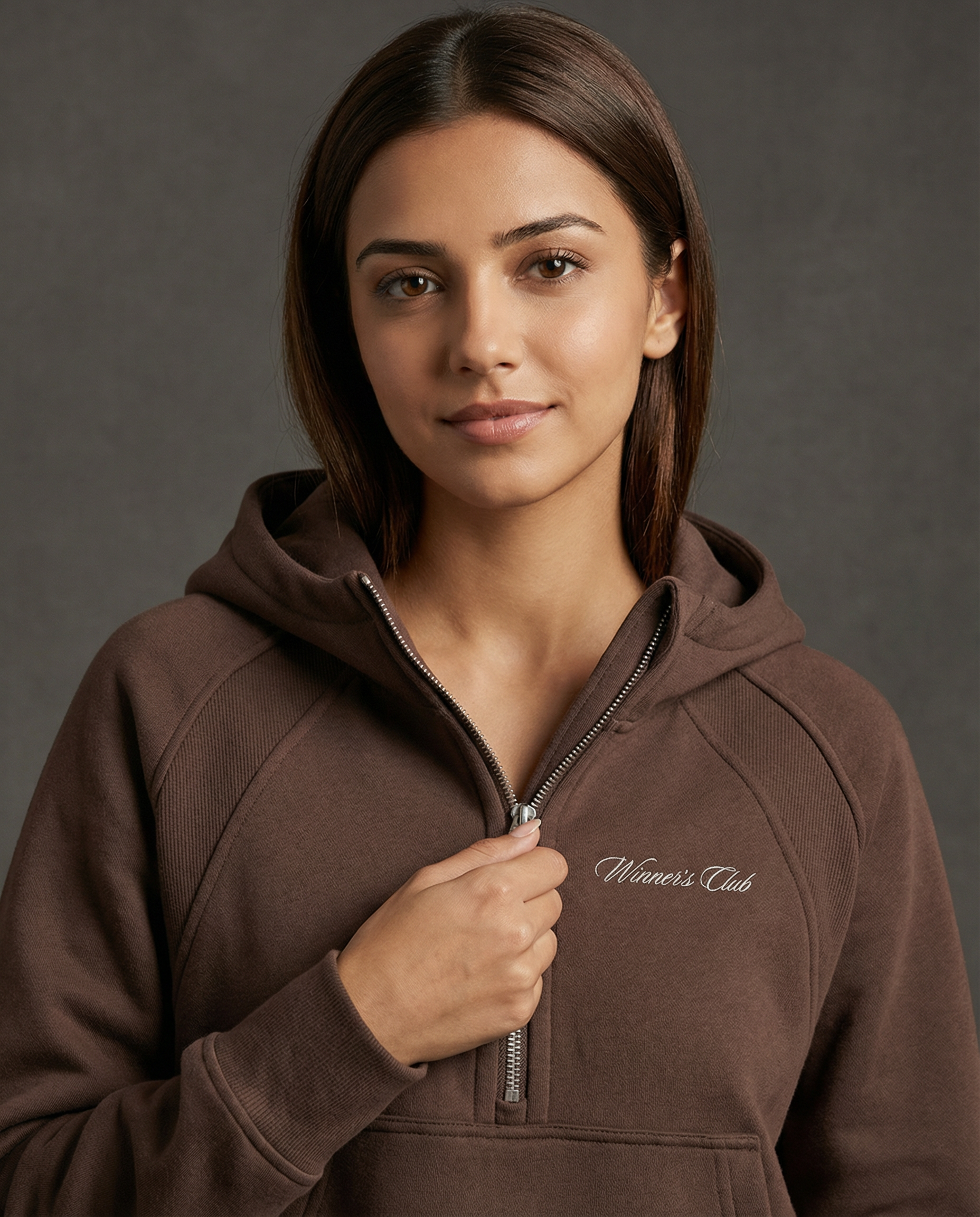 Woman's Cropped Half-Zip Hoodie- Winners Club
