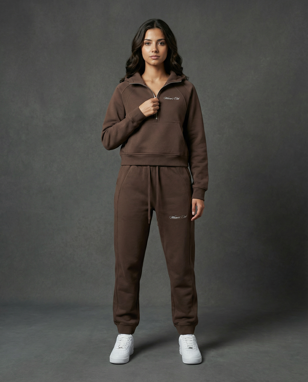 Woman's Cropped Half-Zip Hoodie- Winners Club