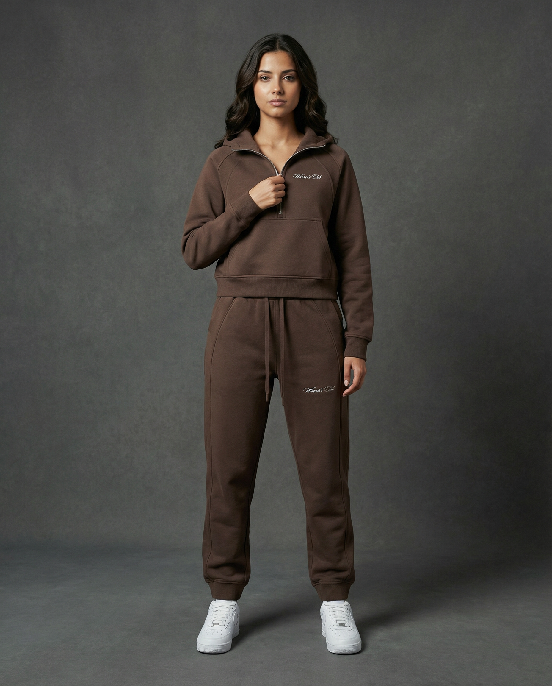 Woman's Cropped Half-Zip Hoodie- Winners Club