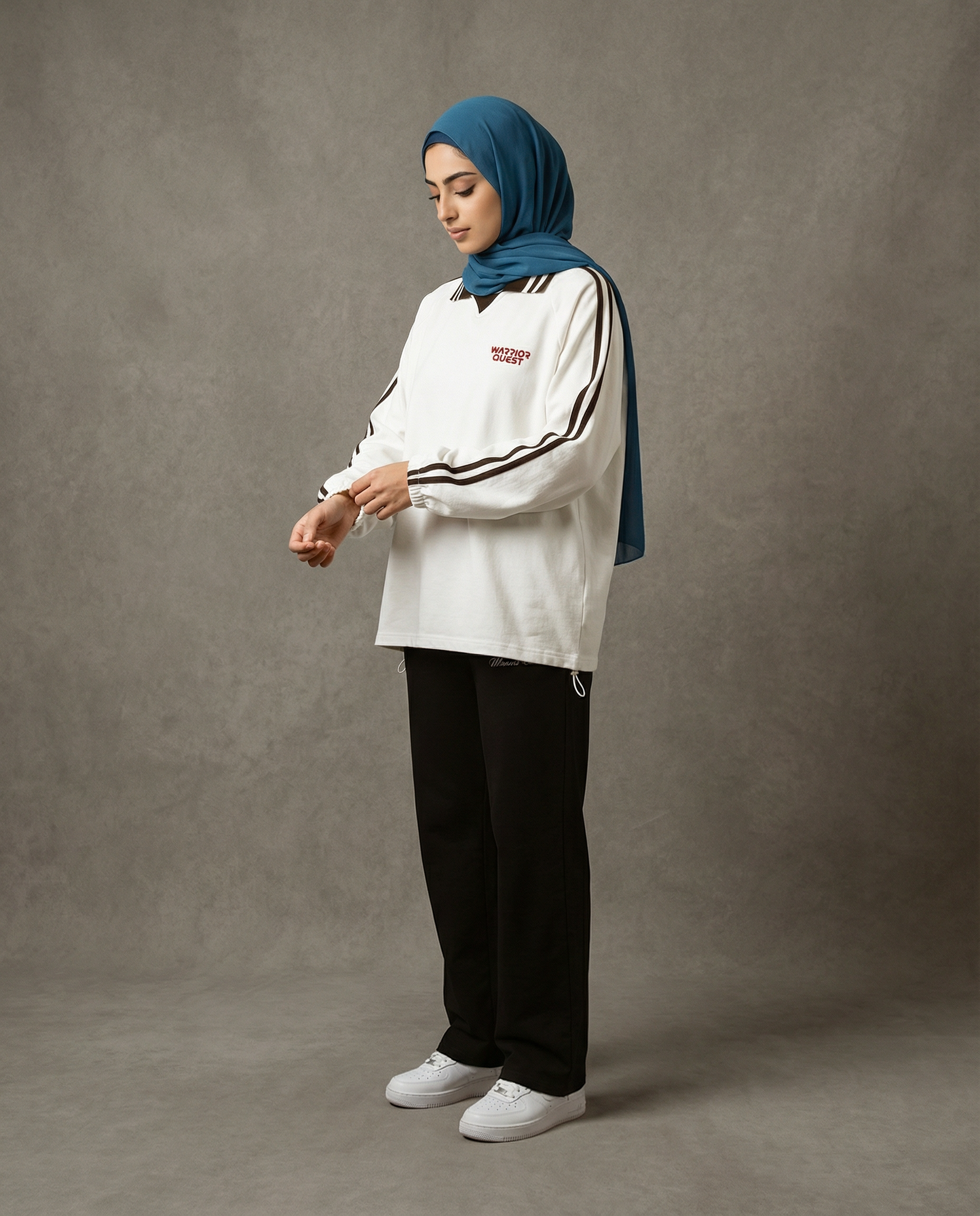 Contrast Striped Lapel Collar Sweatshirt – Unisex Cotton Raglan Sweatshirt
