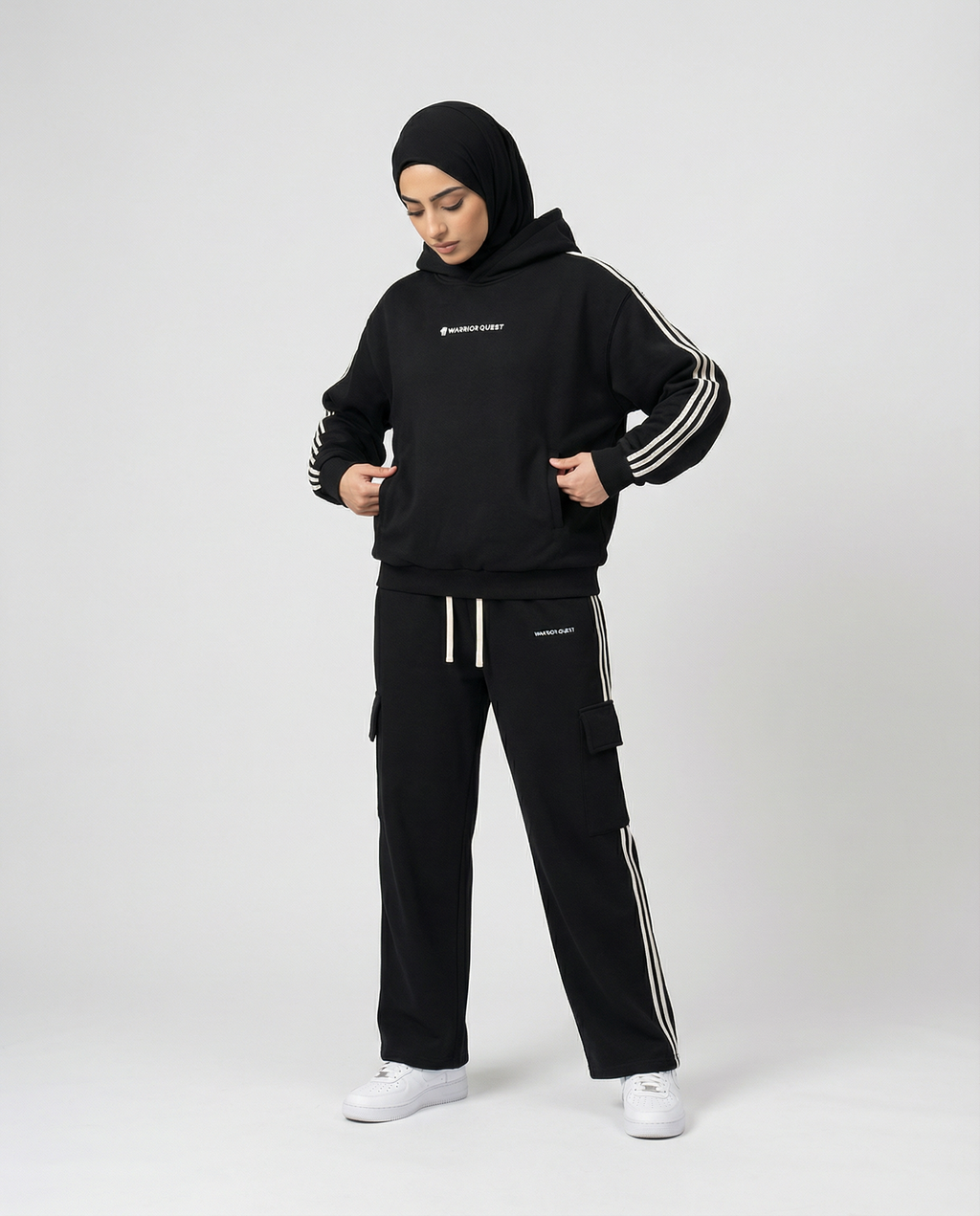 Side Stripe Drop-Shoulder Hoodie