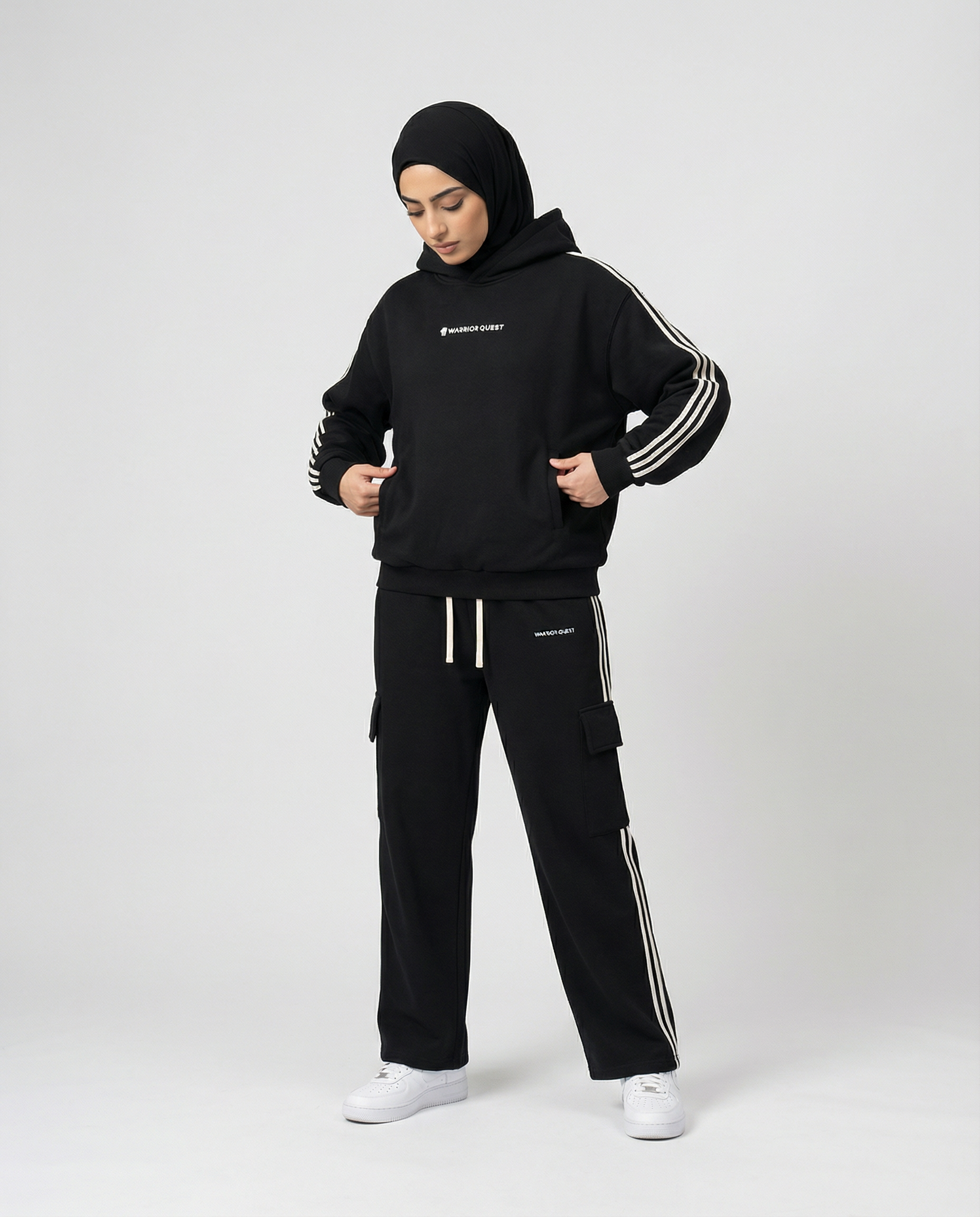 Side Stripe Drop-Shoulder Hoodie