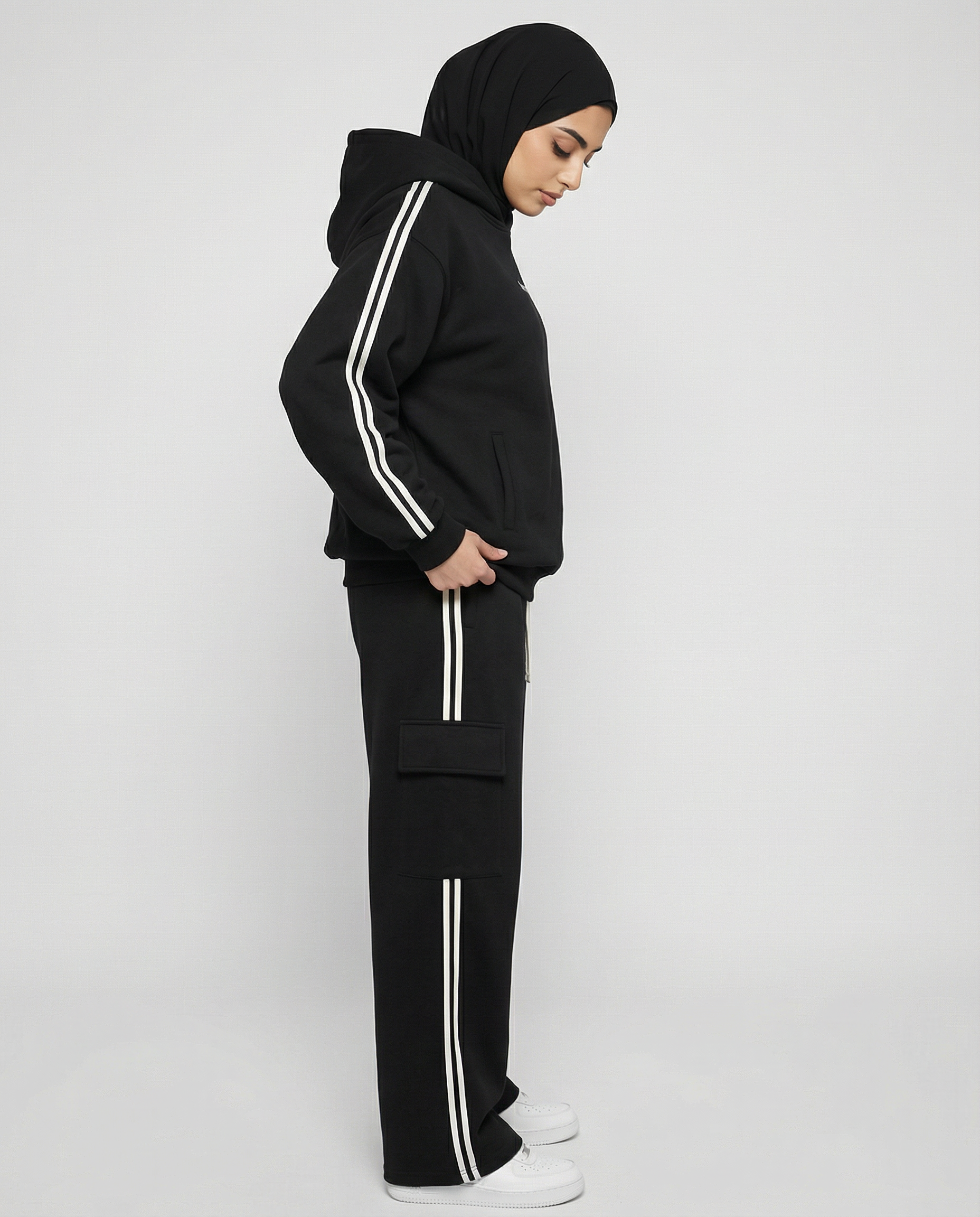 Side Stripe Drop-Shoulder Hoodie