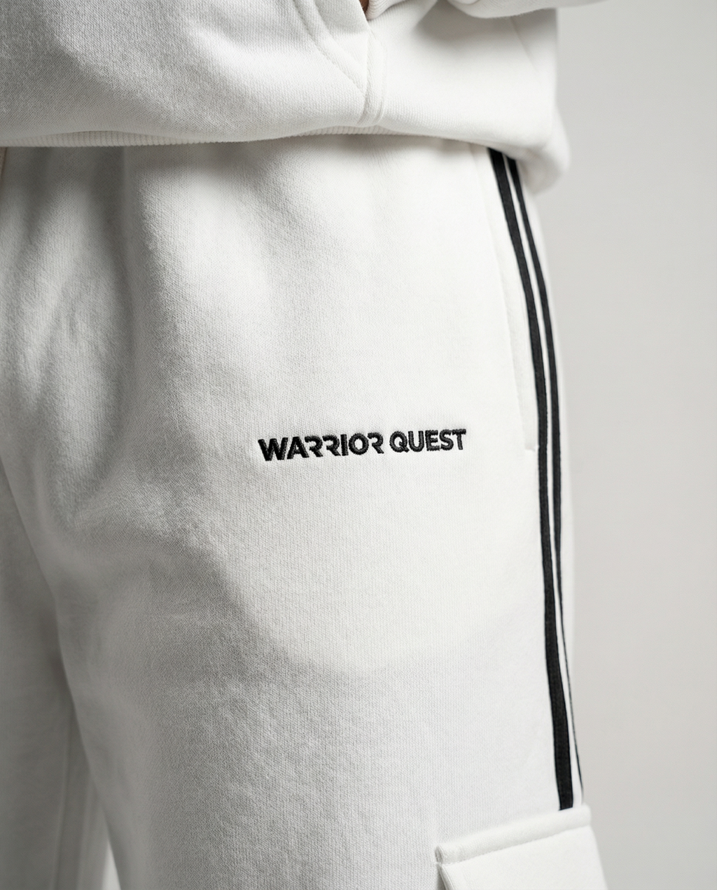 Side Stripe Drop White with Black Shoulder Hoodie