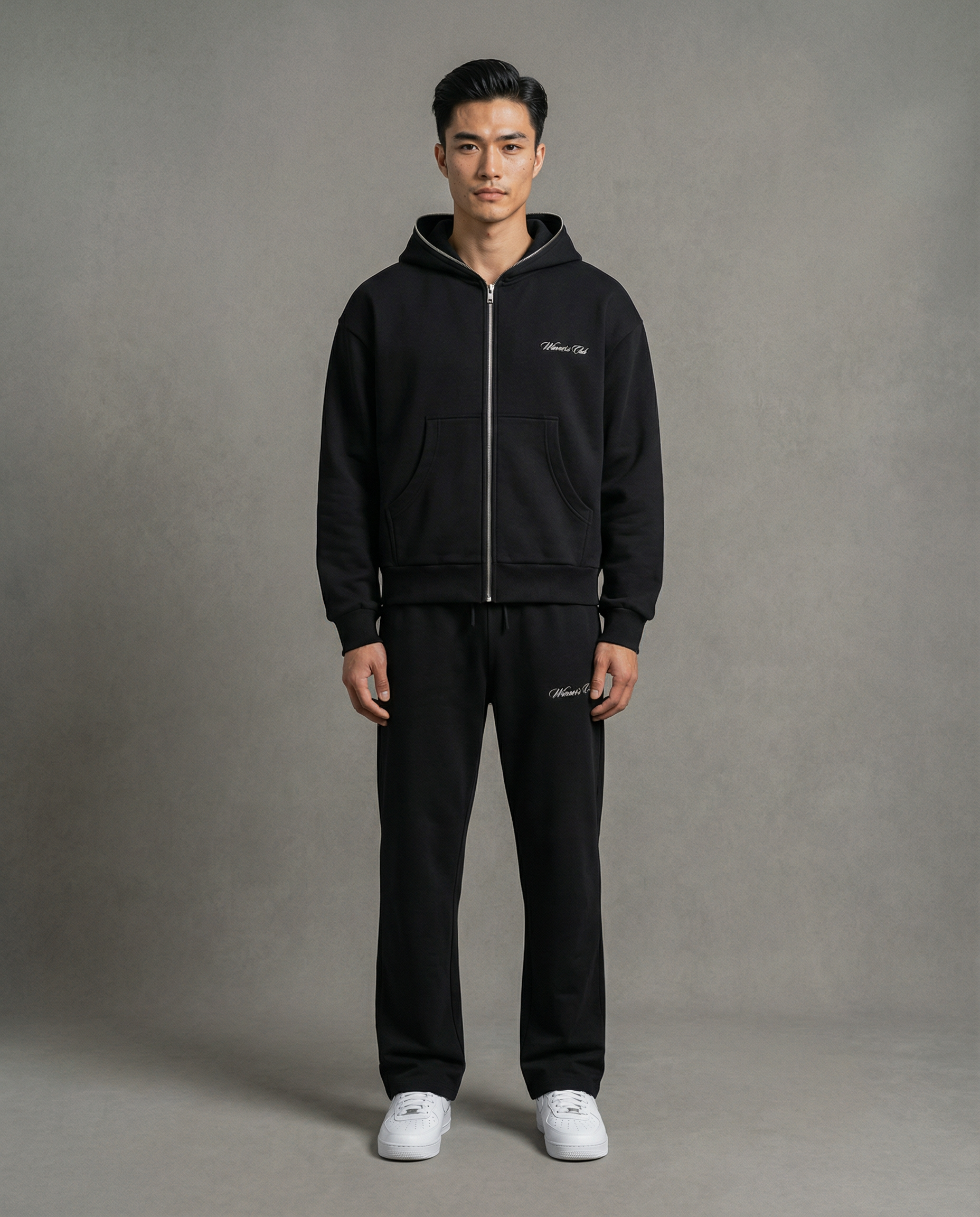 Men’s Fleeced Full-Zip Boxy Hoodie – Thick Cotton Blend Streetwear Hoodie