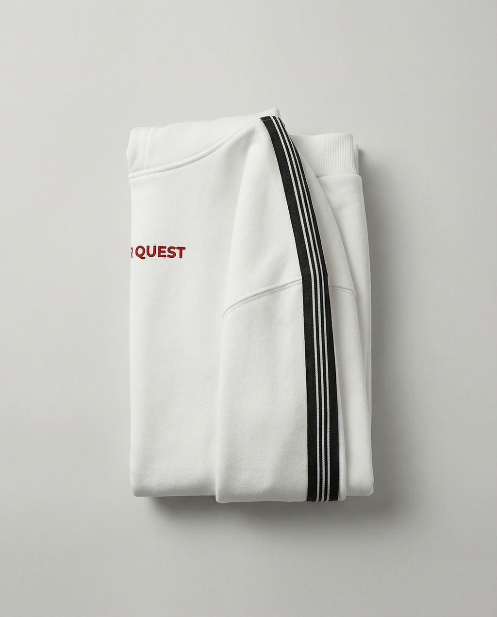 Side Stripe Drop White and Red Shoulder Hoodie