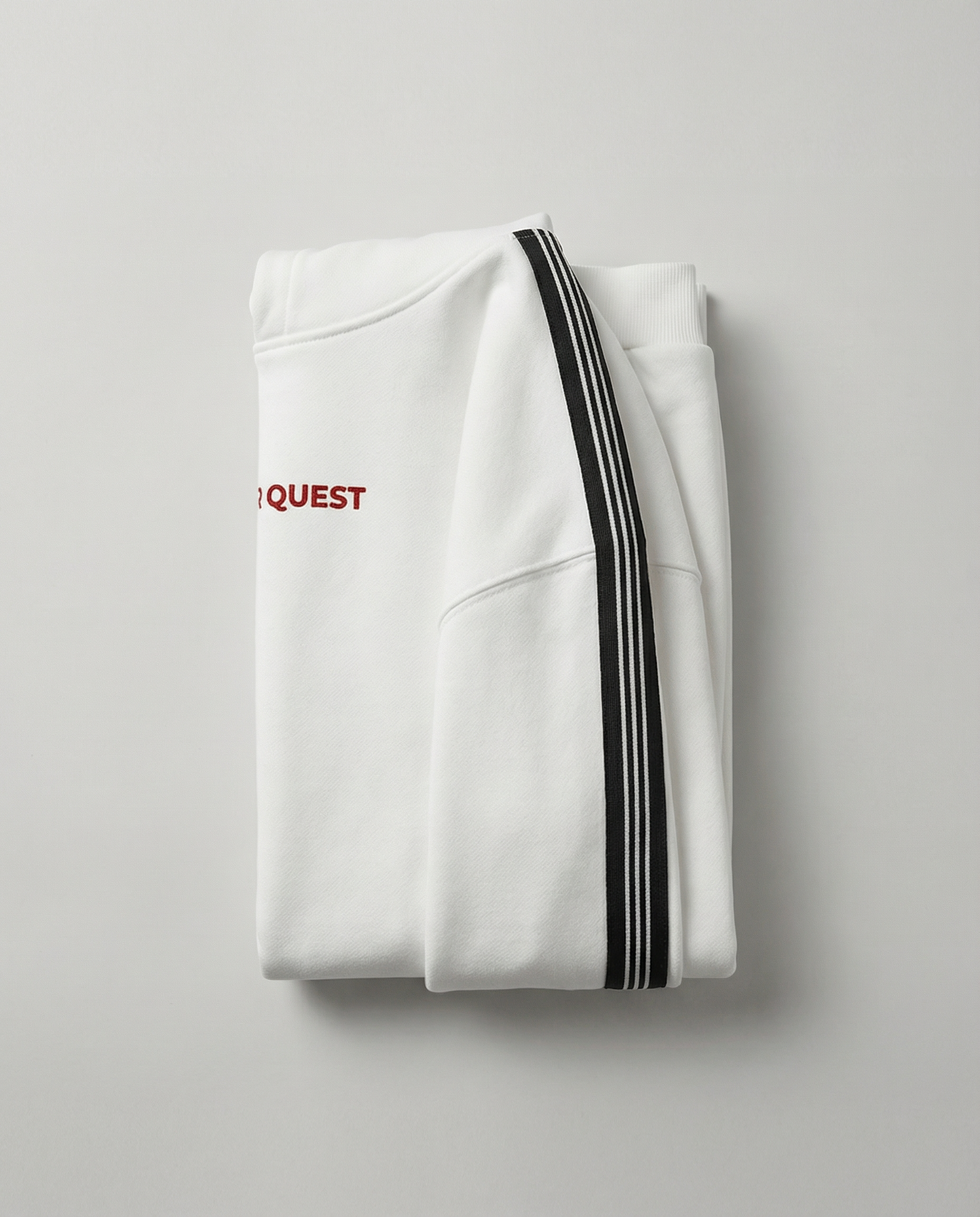 Side Stripe Drop White and Red Shoulder Hoodie
